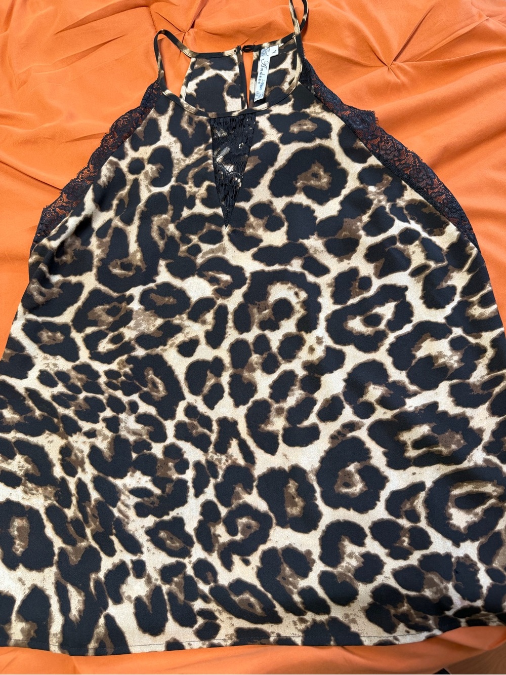 Womens Leopard TankTop with Black Lace - Picture 8 of 10
